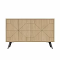 Modern Wooden Cabinet With Geometric Pattern Doors And Black Legs