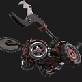 Red Tractor With Large Circular Saw Blade And Metal Structure Wheels Design 3d model