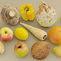 Fresh Assorted Food Ingredients Featuring Tomato Apple Lemon Orange Coconut And Root Vegetables