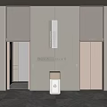 Modern Elevator Lobby With Block A B Signs And Trash Bin Design