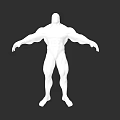 Muscular Man 3D Model With Outstretched Arms And White Body On Black Background