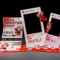 Vibrant Red And White Photo Check-in Spot With Frames Cartoon Characters And Slogans