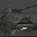 Vintage Military Tank Featuring Large Cannon Heavy Tracks and Weathered Camouflage Paint
