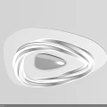Modern White Ceiling Lights With Various Circular Designs And LED Light Strips 3d model