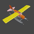 Orange Fighter Jet With Float Design Transparent Cockpit And Wings 3d model