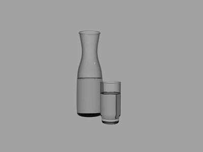 Elegant Transparent Glass Vase With Fresh Colorful Flowers On Grey Background 3d model