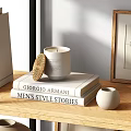 Modern Minimalist Decorative Ornaments Set on Shelves with Vases Frames Books and Sculptures
