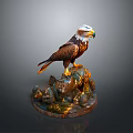Detailed Eagle Decorative Statue Perched On Rocky Natural Stone Home Decor Piece
