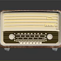 Vintage Radio Design With Wooden Case Yellow Neon Lights And Knobs