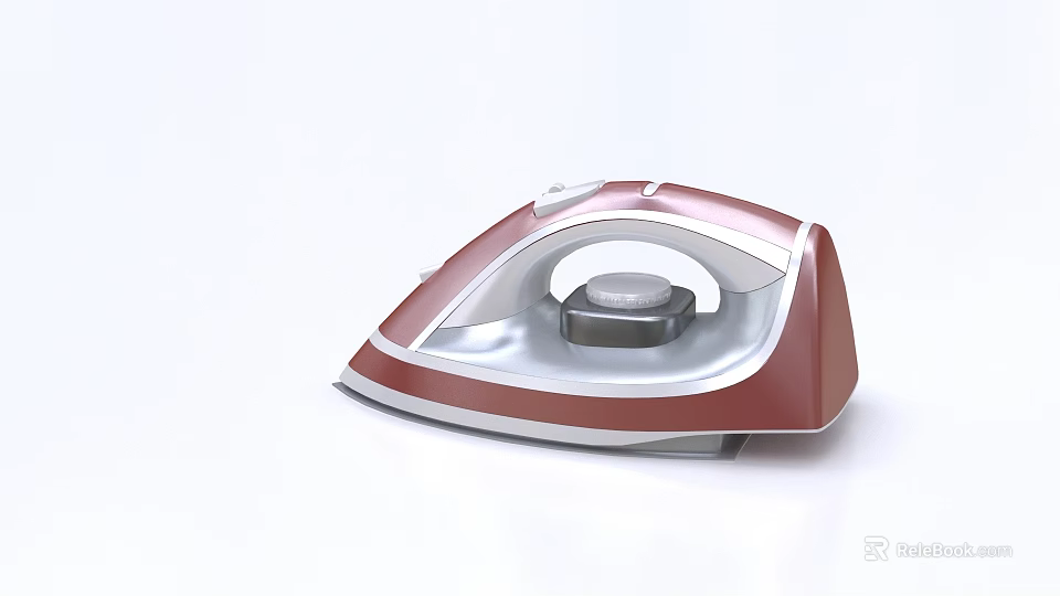Modern Red and White Electric Iron with Sleek Design and Ergonomic Handle 3d model 