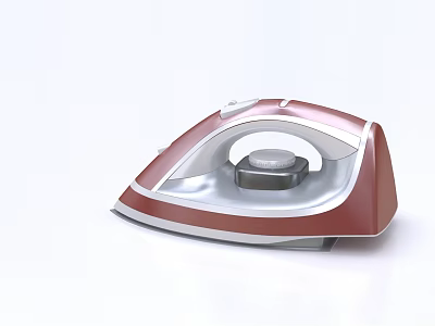 Modern Red and White Electric Iron with Sleek Design and Ergonomic Handle 3d model