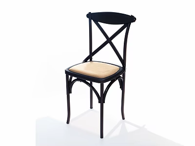 Leisure Chair with Black Frame and Cross Back Design and Beige Cushion for Comfortable Seating 3d model