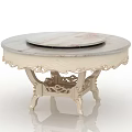 Elegant Round Dining Table With Marble Top And Carved Ivory Frame Design 3d model