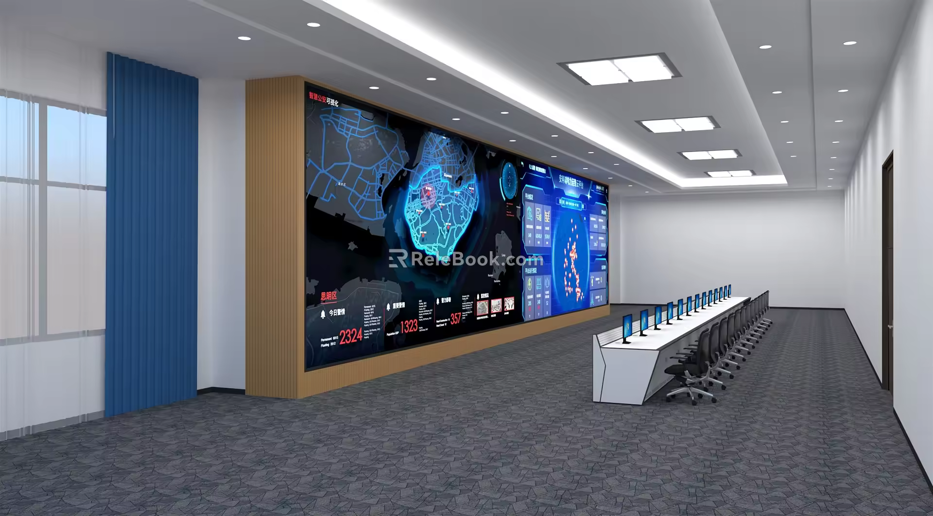 modern monitoring room 3d model