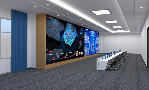 modern monitoring room 3d model