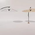 Outdoor Patio Umbrellas with White and Beige Canopies and Black Frames