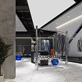 Modern Clothing Store Interior With Stylish Apparel Hanging Racks And Decorative Plants