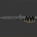 Tactical Metal Weapon With Sharp Knife Blade Knuckle Handle And Red Accent