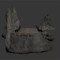 Artistic Architectural Model With Rock Base Decorative Wings And Wooden Pathway