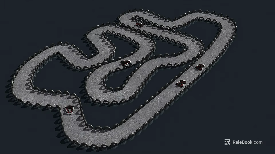 Curved Road Infrastructure With Winding Paths And Maze Like Network Design 3d model