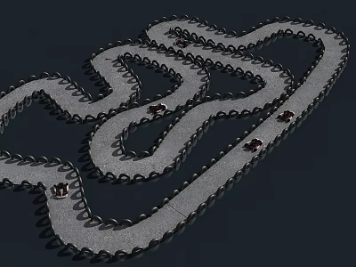 Modern Track Kart Track Kart Runway Rides 3d model