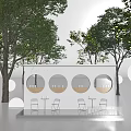 Outdoor Table with Modern Design Showcased in Garden Surrounded by Lush Green Trees