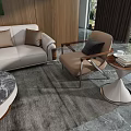 Modern Light Luxury Leather Sofa And Marble Round Coffee Table Set For Elegant Living Room