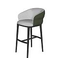 Modern Upholstered Bar Stools With Olive Green And Light Beige Fabric And Black Metal Frame