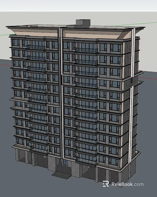 Modern High Rise Apartment Building With Glass Windows And Balconies Exterior Design 3d model 