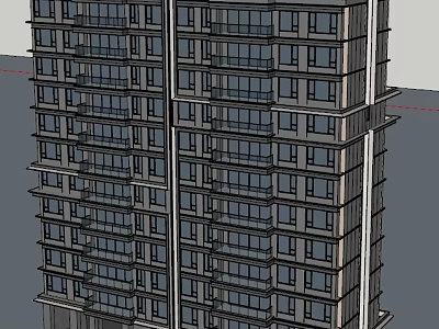 Modern High Rise Apartment Building With Glass Windows And Balconies Exterior Design 3d model