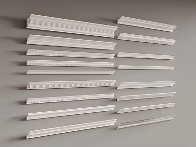 Collection Of Decorative Ceiling Moldings In Various Designs And Styles 3d model