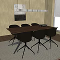 Modern Meeting Table and Chair Office Table and Chair Combination Desk Solid Wood Table Office Chair Projector Chandelier 3d model