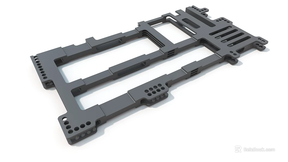 Industrial Equipment Metal Frame Structural Components With Multiple Holes And Mechanical Support 3d model 