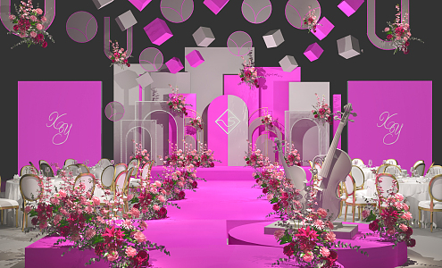 Light Luxury Wedding Scene Rose Red Wedding Scene 3d model