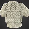 Vintage White Cable Knit Sweater With Geometric Pattern And Loose Sleeves