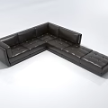 L Shaped Black Leather Tufted Sofa Set With Modern Minimalist Design 3d model