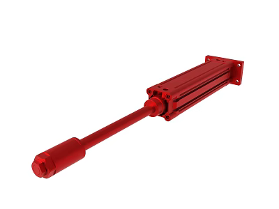 Red Hydraulic Cylinder Industrial Mechanical Component With Piston Rod For Machinery 3d model