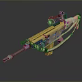 Military Tactical Rifle With Golden Finish Mounted Scope Detachable Magazine And Tactical Stock