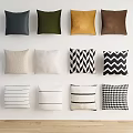Modern Decorative Pillows With Solid Hues And Patterned Styles On Wall 3d model