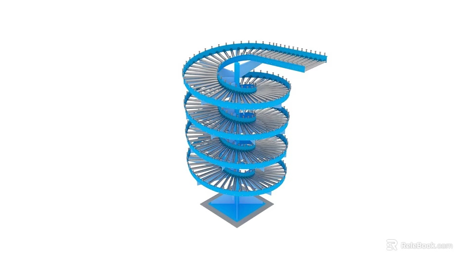 Blue Multi layer Spiral Structure With Stable Base And Metallic Finish 3d model