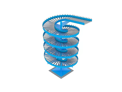 Blue Multi layer Spiral Structure With Stable Base And Metallic Finish 3d model