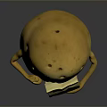 Cartoon Potato With Sad Expression Holding Potato Chips Bag Standing Against Dark Background