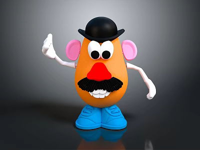 Game And Movie Character Orange Potato Figure With Black Bowler Hat Red Nose Blue Shoes 3d model