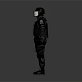 Game Movie Character In Black Tactical Gear With Helmet And Chest Emblem Design