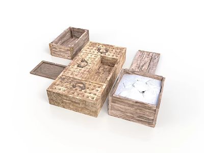 Handcrafted Wooden Storage Boxes With Decorative Patterns For Home Organization 3d model