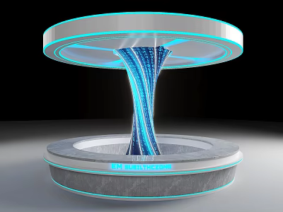 Futuristic Illuminated Column Featuring Spiral Design Blue Light And Modern Base 3d model