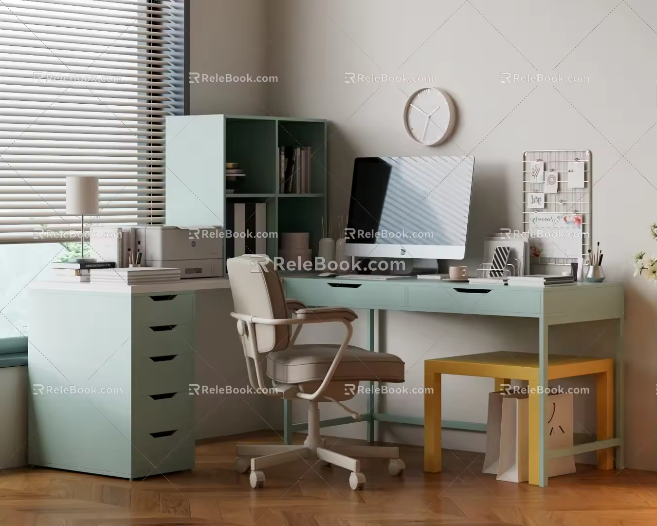 Modern Desk and Chair Multi-functional Study Desk and Chair 3d model