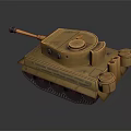 3D Modeled Yellow Tank With Cannon Tracks And Round Turret On Dark Background