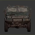 Camouflaged Military Vehicle with Armored Body and Heavy Duty Off Road Tires for Tactical Operations