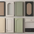 Modern Wardrobe Doors With Arched Rectangular Panels Rattan Texture And Various Colors 3d model